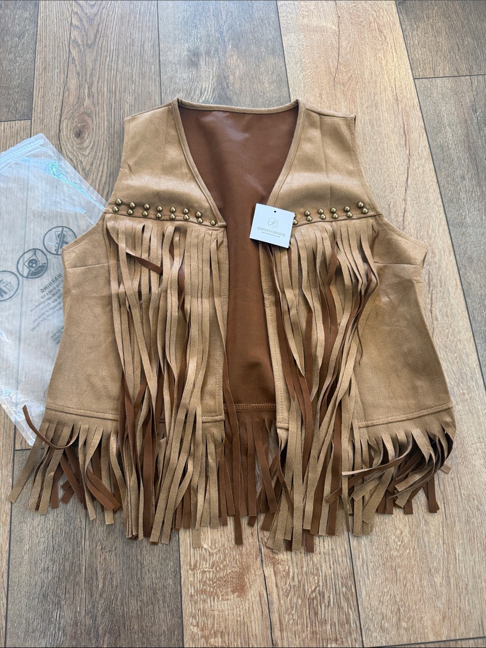 Fringed Suede Vest - Camel Brown